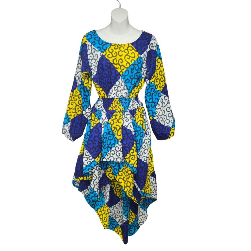 African Stars Patchwork Boho Dress One Size High Low Colorful Festival‎ Tribal